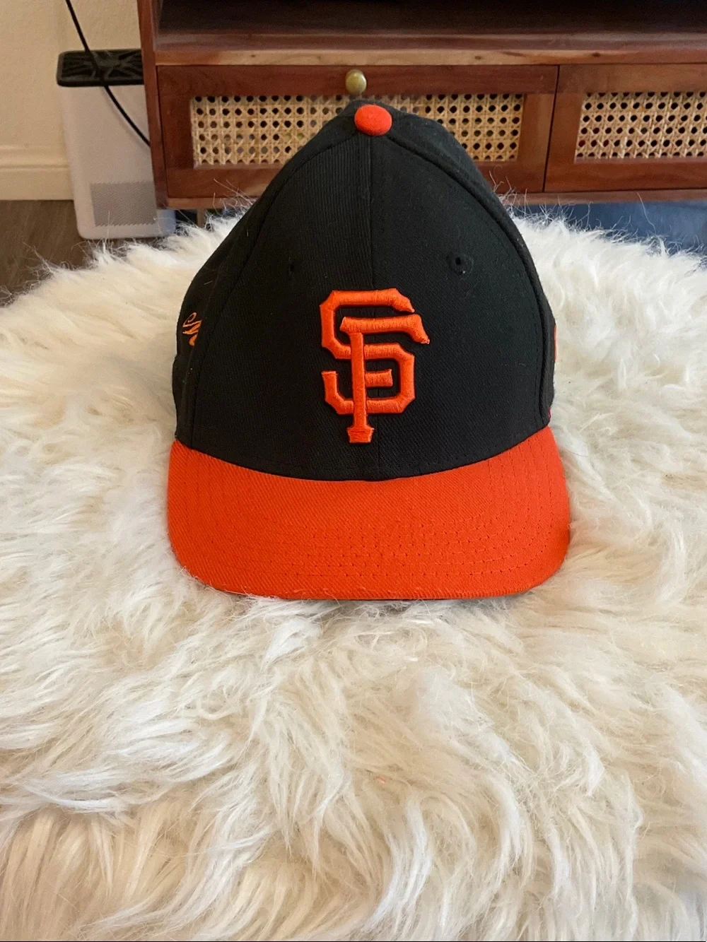 New Era Kids Black and Orange SF Logo Cap
